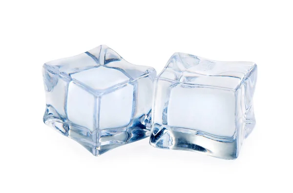 Cubos Hielo Cristalinos Aislados Blanco — Foto de Stock