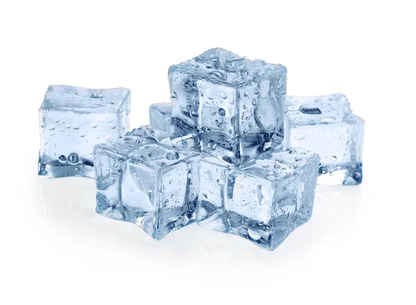 Crystal Clear Ice Cubes Isolated White Royalty Free Stock Photos