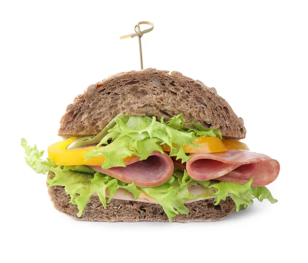 Chutný sendvič se šunkou izolovanou na bílém — Stock fotografie