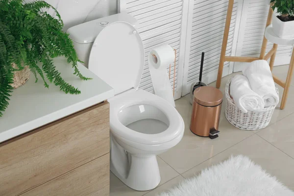 Stylish Toilet Bowl Modern Bathroom Interior — 스톡 사진