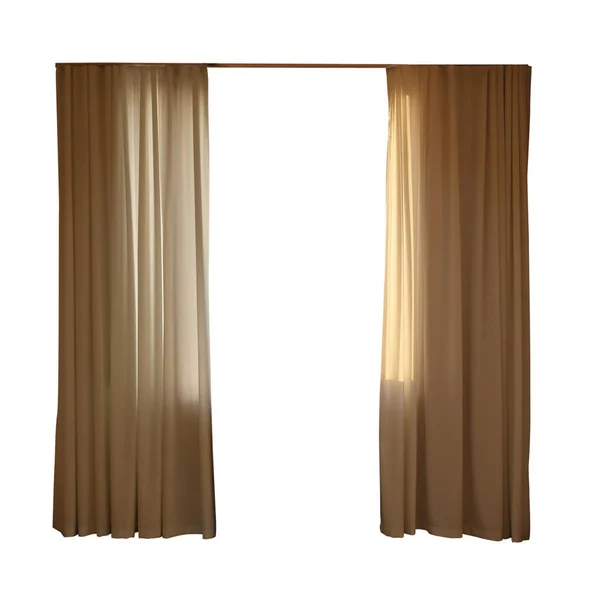Beautiful elegant brown curtains on white background