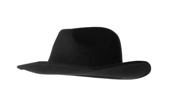 Fekete kalap elszigetelt fehér. Stílusos tartozék — Stock Fotó