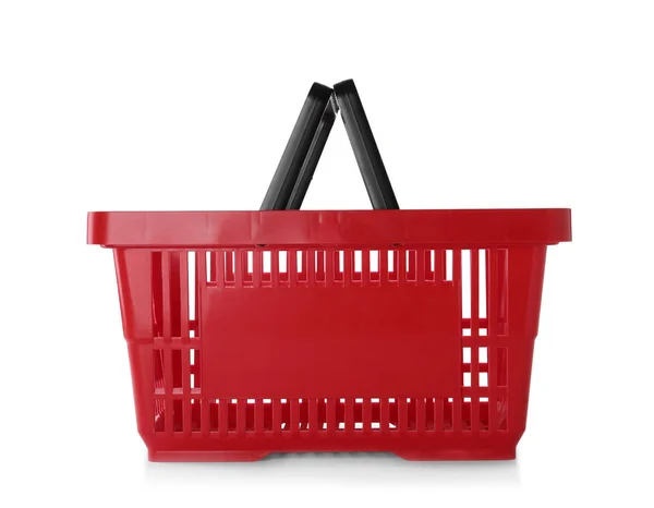 Кольоровий пластиковий кошик для покупок ізольований на білому — стокове фото