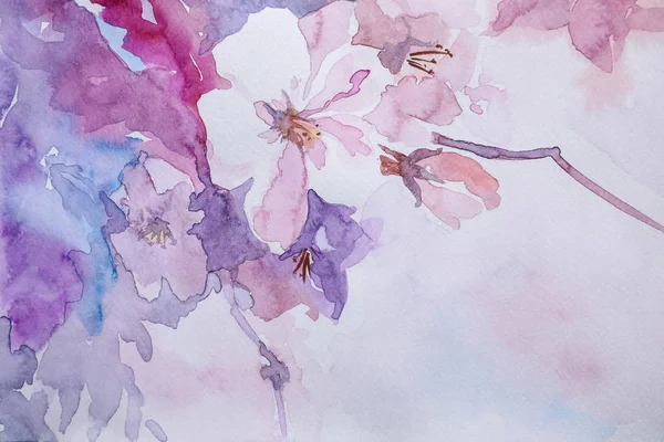 Closeup View Beautiful Floral Watercolor Painting — Stock Photo, Image