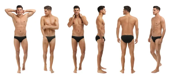 Collage Man Underwear White Background — 스톡 사진