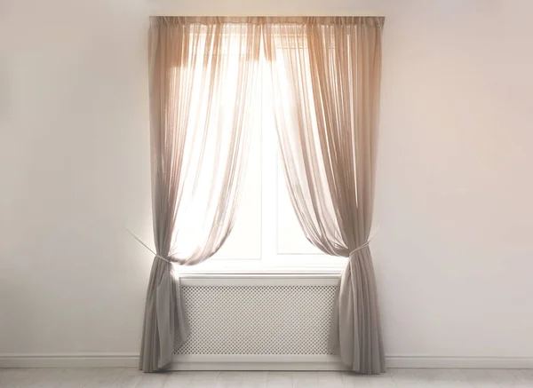Window Beautiful Curtains Empty Room — 스톡 사진