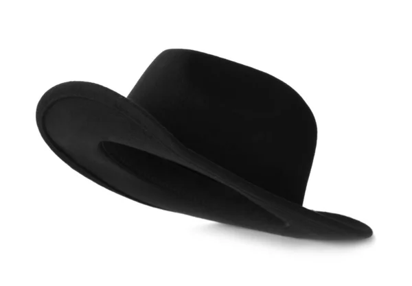 Black hat isolated on white. Stylish accessory — 스톡 사진