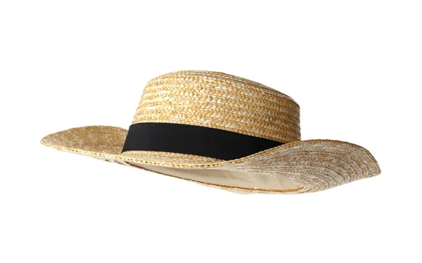 Sombrero de paja aislado en blanco. Accesorio con estilo — Foto de Stock