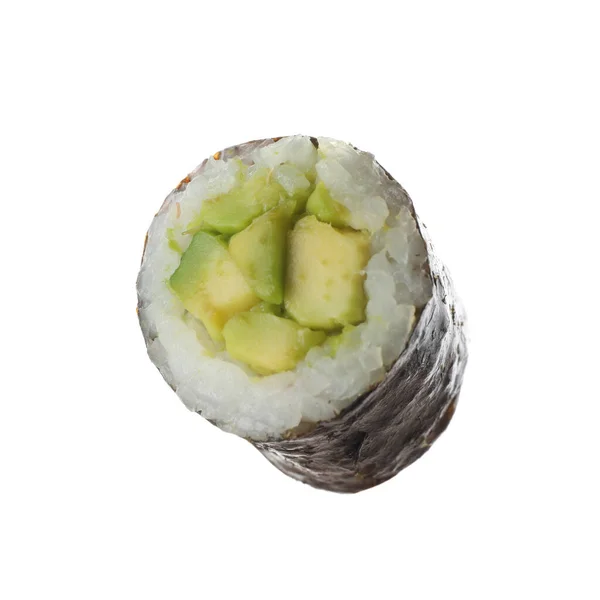 Rotolo di sushi con avocado isolato su bianco — Foto Stock