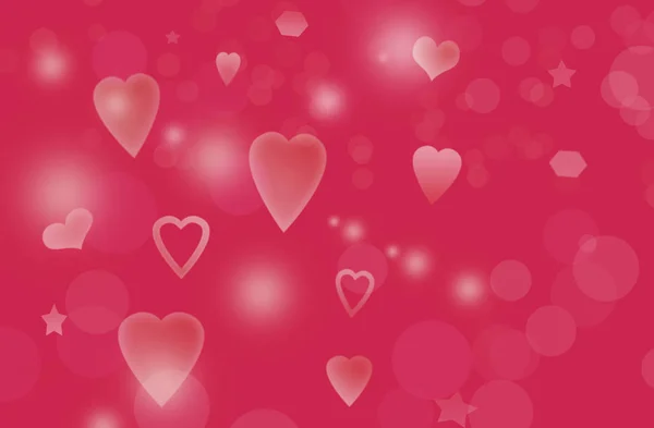 Fond Rose Abstrait Lumineux Avec Des Cœurs Joyeuse Saint Valentin — Photo