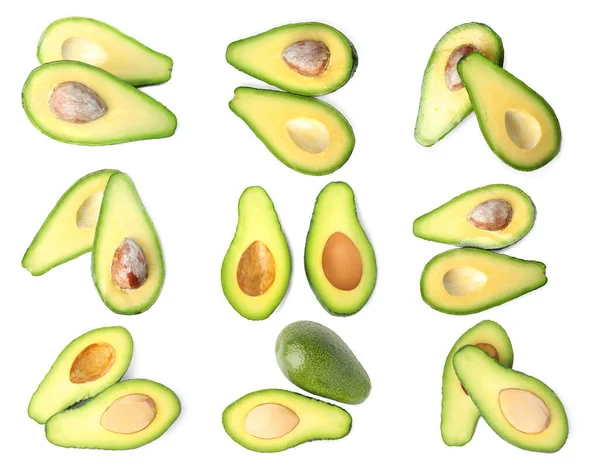 Lekker rauw avocado fruit geïsoleerd op wit — Stockfoto