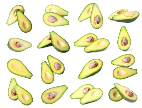 Lekker rauw avocado fruit geïsoleerd op wit — Stockfoto