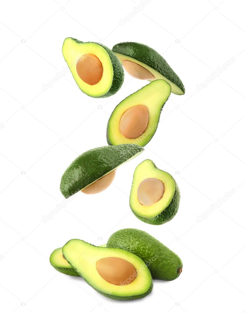 Tasty raw avocado fruit isolated on white