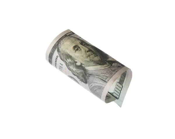Nota de dólar isolada em branco. Dinheiro voador — Fotografia de Stock