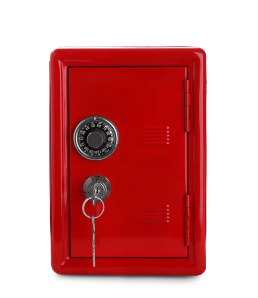 白い鍵で隔離された赤い鋼の安全 — ストック写真