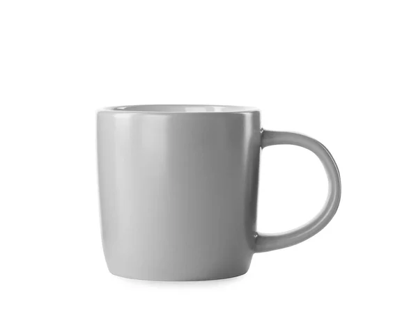 Schöne hellgraue Tasse isoliert auf weiß — Stockfoto