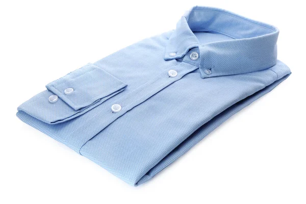 Masculino elegante camisa azul claro isolado no branco — Fotografia de Stock