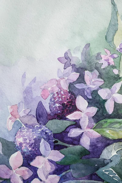 Vista Close Bela Pintura Aquarela Floral — Fotografia de Stock