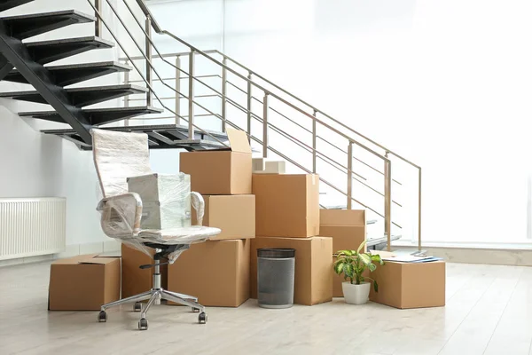 Moving Boxes Stuff Stairs Room — 스톡 사진