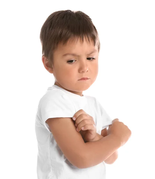 Portrait Emotional Little Boy White Background — Stock Photo, Image