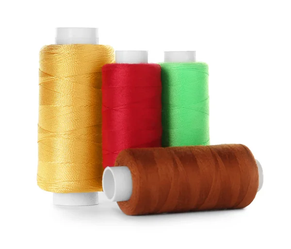 Set of color sewing threads isolated on white — Stock Photo, Image