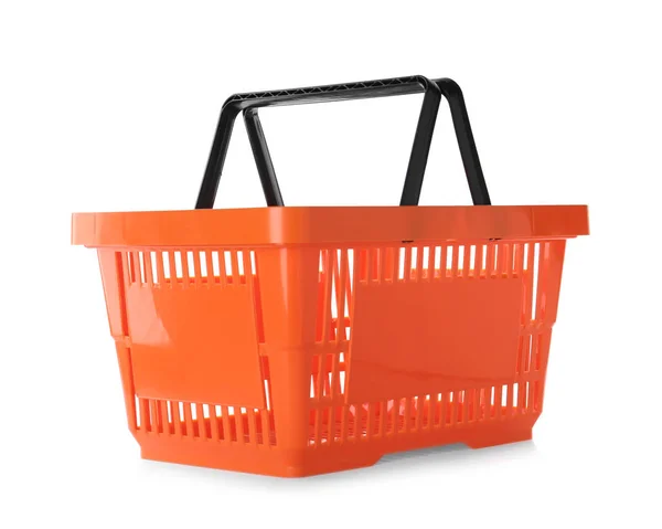 Color plastic shopping basket isolated on white