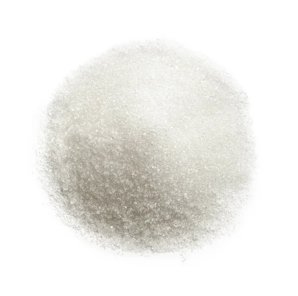 Pile de sucre granulé isolé sur blanc — Photo