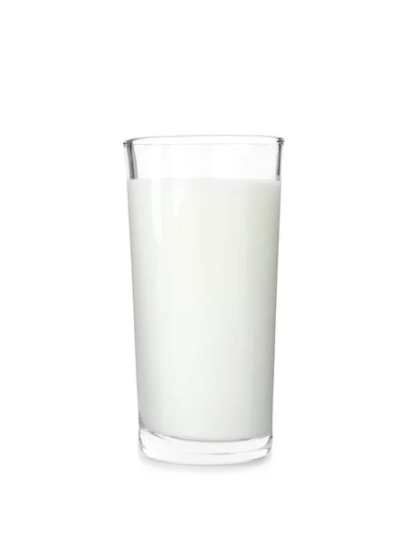 Copo de leite fresco isolado sobre branco — Fotografia de Stock