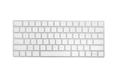 Modern kablosuz klavye beyaz, üst görünümde izole