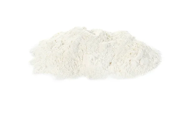 白に隔離された有機小麦粉の山 — ストック写真