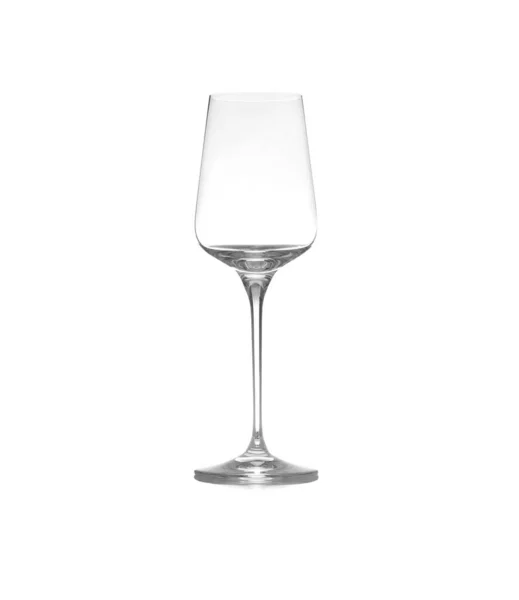 Пустой чистый бокал вина изолирован на белом — стоковое фото