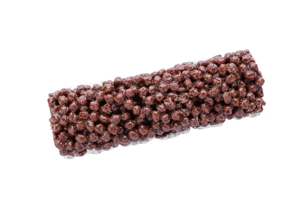 Bar of delicious rice crispy treat isolated on white, top view — 스톡 사진
