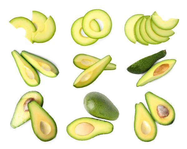 Lekker rauw avocado fruit geïsoleerd op wit — Stockfoto