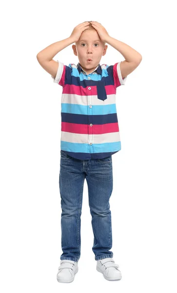 Retrato de cuerpo entero de lindo niño sobre fondo blanco — Foto de Stock