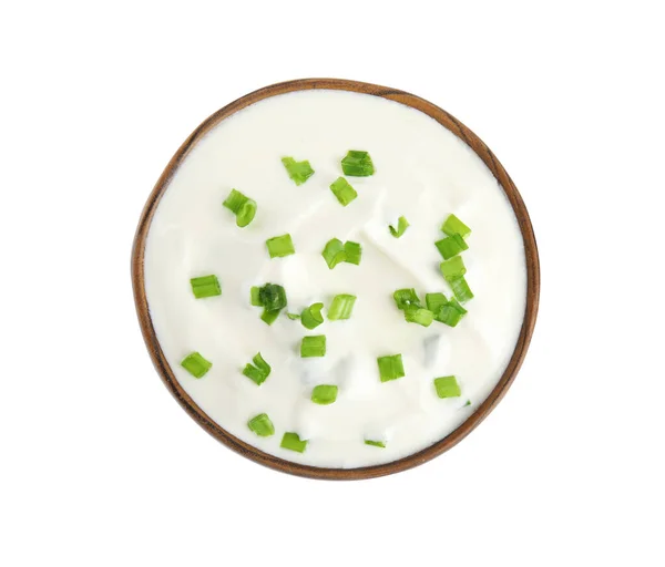Fresh Sour Cream Onion White Background Top View — 스톡 사진