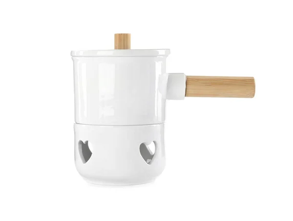 Moderno pote de fondue limpo isolado em branco — Fotografia de Stock