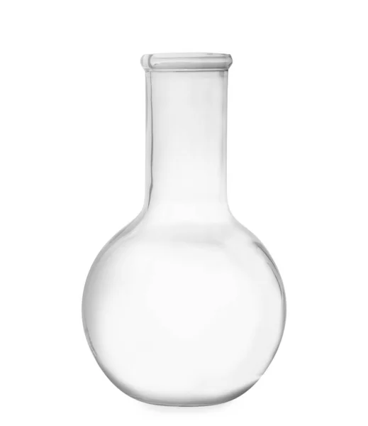 Empty florence flask isolated on white. Laboratory glassware — Stockfoto