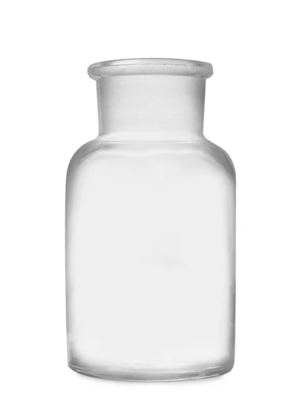 Lege apotheek fles geïsoleerd op wit. Glaswerk voor laboratoria — Stockfoto