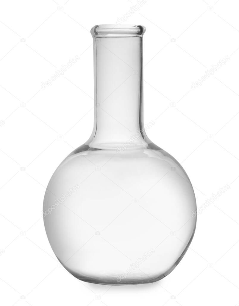 Empty florence flask isolated on white. Laboratory glassware