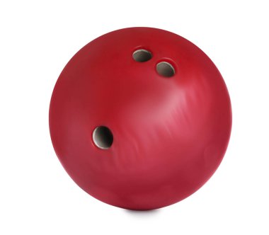 Modern kırmızı bowling topu beyaza izole edilmiş.