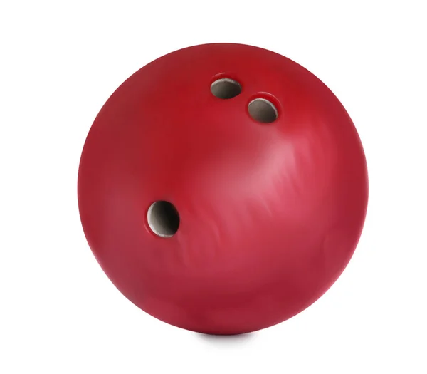 Moderne rote Bowlingkugel isoliert auf weiß — Stockfoto