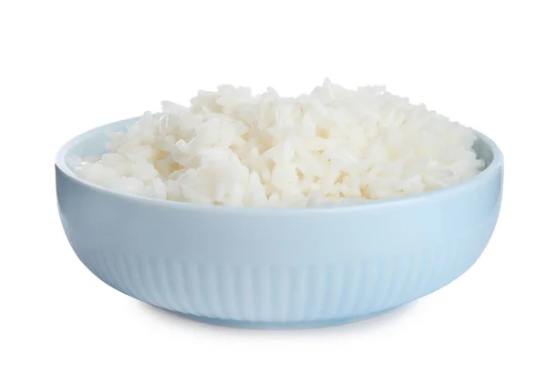 Миска з вареним рисом ізольована на білому — стокове фото