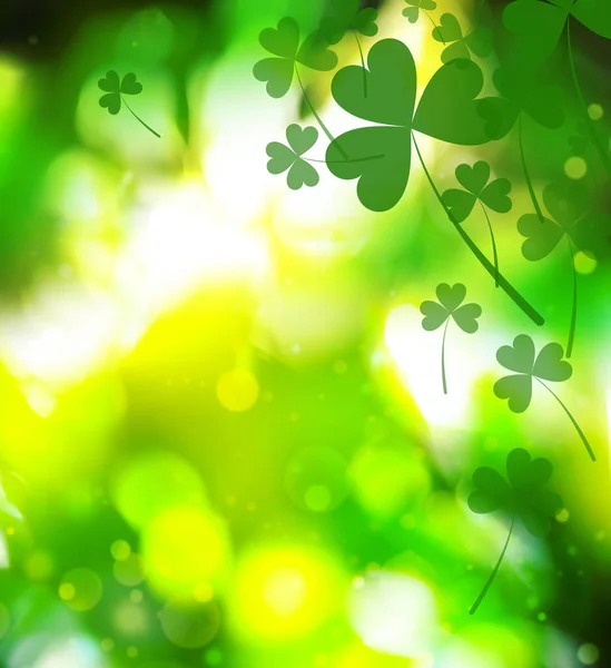 Beautiful Design Clover Leaves Bokeh Effect Patrick Day — Stockfoto