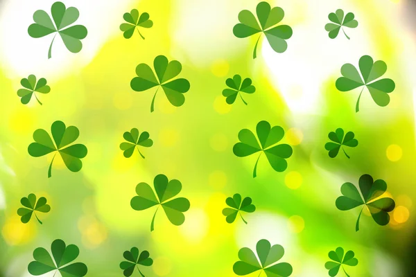 Beautiful Design Clover Leaves Bokeh Effect Patrick Day — 图库照片