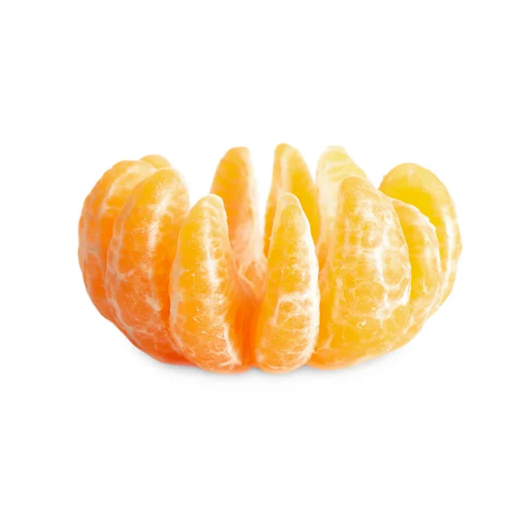 Gepelde verse sappige tangerine geïsoleerd op wit — Stockfoto
