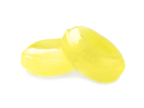 Savoureux Petits Gouttes Citron Isolé Sur Blanc — Photo