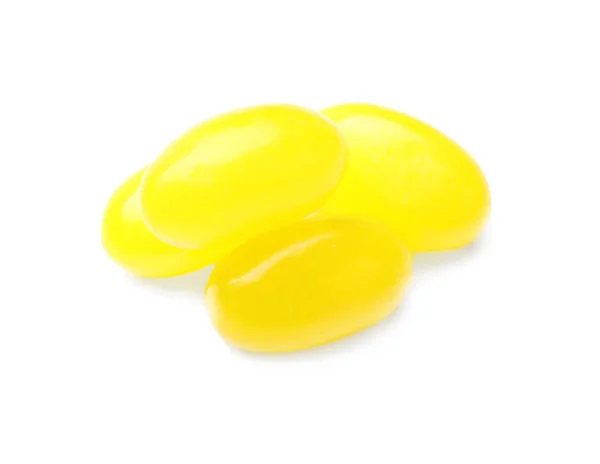 Savoureux Petits Gouttes Citron Isolé Sur Blanc — Photo