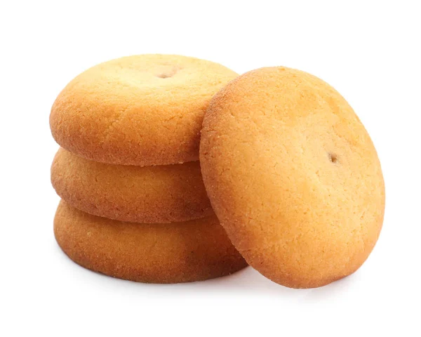 Biscoitos de biscoitos frescos saborosos isolados em branco — Fotografia de Stock