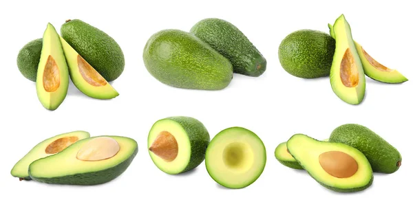 Lekker rauw avocado fruit geïsoleerd op wit — Stockfoto