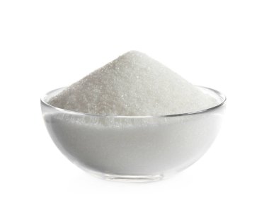 Beyaz kaptaki granüle şeker.